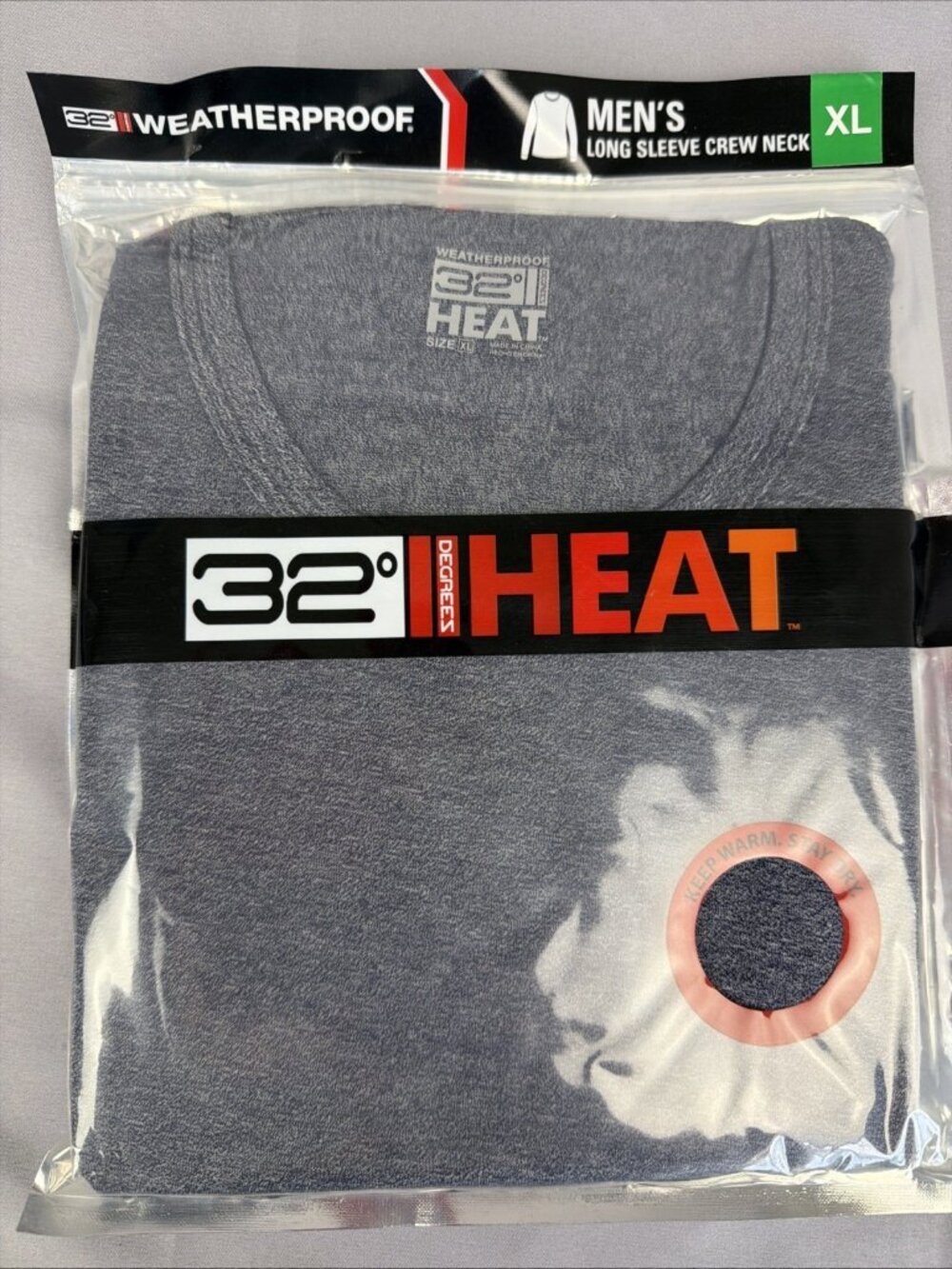 32 Degree Heat Size XL Men’s Heather Black Performance Mesh Long Sleeve Shirt
